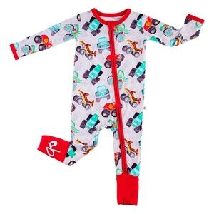 BIRDIE BEAN TYLER MONSTER TRUCK CONVERTIBLE  bamboo pajamas SIZE 18-24 months